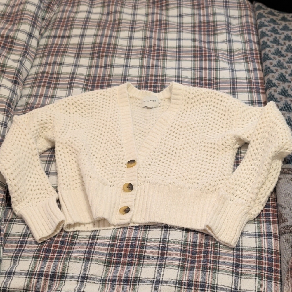 Open Knit Cream Knit Cardigan